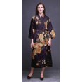 thumbnail image 3 of Bimba Robe Kimono Longue Douce pour Femmes, Violet Foncé, à Feuilles Florales Imprimées Couronne et Roses, Coton, Robe de Préparation pour Mariée Longue X, 3 of 5