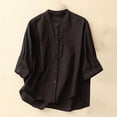 thumbnail image 2 of Cinvoph T-Shirts Décontractés à Manches 3/4 pour Femmes Col Rond Boutons Hauts Décontractés Affaires Travail Basiques Blouses Haut, 2 of 8
