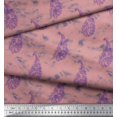 thumbnail image 2 of Soimoi Tissu de Soie Rouge Feuilles & Paisley Tissu Imprimés par Yard 42 Pouces de Large, 2 of 3