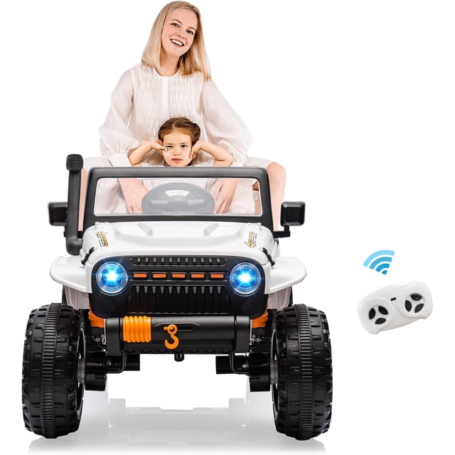 BeesClover 24V 2-Seater Ride On Car for Kids, Electric Truck with Remote Control, 4x45W Motor, Battery Powered with Switchable 4WD/2WD, LED Headlights and Music Player