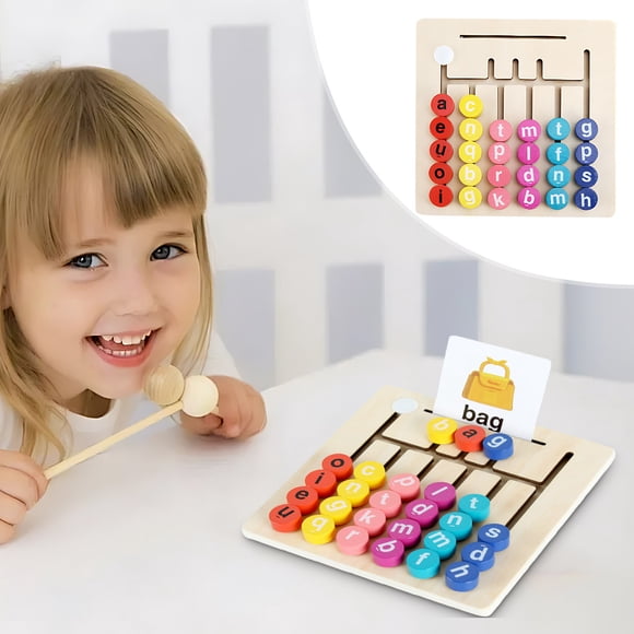 Wooden Short Vowel Spelling Games, Learn to Spell CVC Sight Words Educational Fine Motor Montessori Alphabet Toy,Wooden CVC Word Spelling Games, Preschool Kindergarten Learning Activities