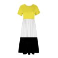 thumbnail image 3 of Tumotour Robe d'Été pour Femmes, Imprimée, Ample, Décontractée, à Manches Courtes, Col Ras du Cou, Ligne A, Évasée, Fluide, à Étages, Chemise, Maxi, Plage, Longue, 2025, Tenues Tendance avec Poches, 3 of 4