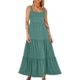 thumbnail image 1 of BEFOKA Robe pour Femme Grande Taille, Liquidation de Robes d'Été pour Femmes, Robe Longue Maxi Décontractée d'Été pour Femme pour la Plage et les Vacances Sans Manches, Fluide, à Volants, Robe Soleil avec Poches, 1 of 4