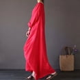 thumbnail image 3 of Meichang Robes Maxi pour Femmes 2025 Été Robe en Lin à Manches Longues Col Rond Robe Chemise Ample Robes Décontractées Longue avec Poches, 3 of 4