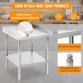 thumbnail image 4 of GloryStar Table de Travail Commerciale en Acier Inoxydable Certifiée NSF, Pieds Réglables en Hauteur, Capacité de 400 Lbs, Bordure de 2 Pouces, 4 of 7