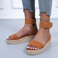 thumbnail image 1 of LSLJS Sandales d'Été pour Femmes à Talon Compensé, Semelle Épaisse, Paille Tressée, Boucle Métallique, 1 of 1