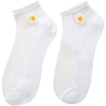 thumbnail image 2 of 5PC Women Casual Cute Little Daisy Mesh Splice Breathable Short Socks, 2 of 4