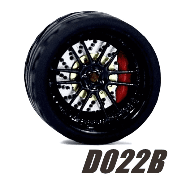 Carlomo Roues 1/64 pour Modèle de Voiture D-Class 2 Ensemble de Détail en Alliage Pièces de Rechange avec Pneus en Caoutchouc Disque de Casse Adultes Passe-Temps D022B