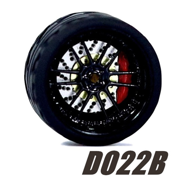 Carlomo Roues 1/64 pour Modèle de Voiture D-Class 2 Ensemble de Détail en Alliage Pièces de Rechange avec Pneus en Caoutchouc Disque de Casse Adultes Passe-Temps D022B