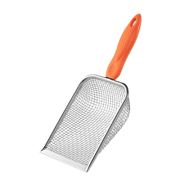 Orange Multi-Purpose Outdoor Sifting Tool With Durable Steel Frame And Foldable Handle #5Q606