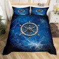 thumbnail image 2 of Nautical Rudder Duvet Cover Set Full Size,Mystic Spider Web Trippy Blue Black Bedding Set,Navigation Ocean Adventure Theme Psychedelic Comforter Cover(No Filler) for Teens,3 Pcs, 2 of 6