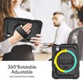 thumbnail image 3 of Case for iPad Mini 7 A17 Pro 2024/Mini 6 2021 8.3 Inch 7th/6th Gen with Screen Protector, 360 Degree Rotating Kickstand Hand Strap Shockproof Cover with Shoulder Strap, Black, 3 of 7
