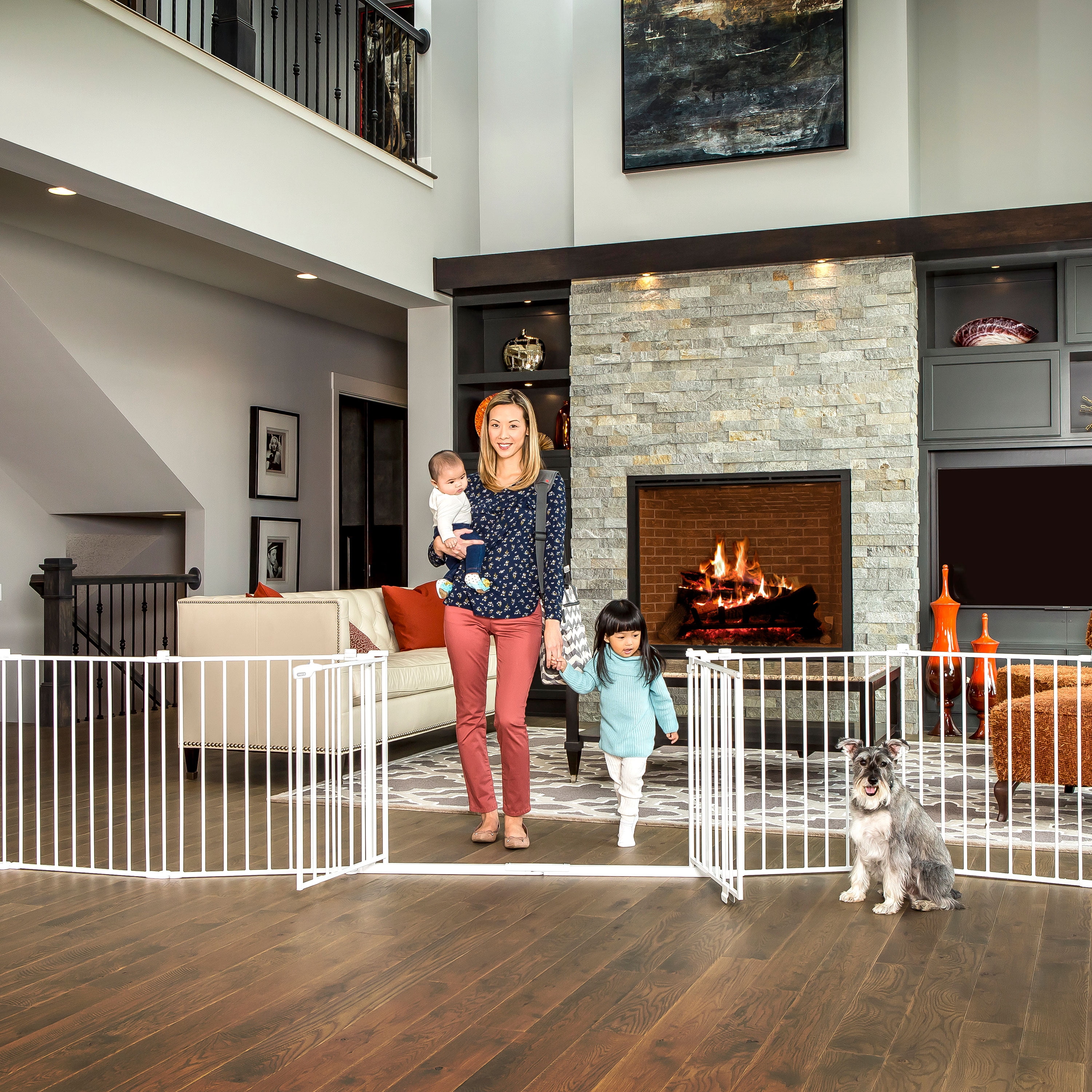 Regalo 192-Inch Double Door Super Wide Gate and Adjustable 8-Panel Play Yard, White