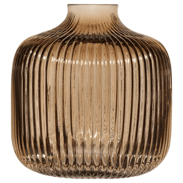 Bouclair Brown Ribbed Decorative Glass Vase