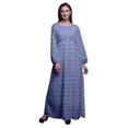 thumbnail image 1 of Bimba Robe Maxi à Manches Longues pour Femmes en Georgette Mousse Imprimée de Feuilles et d'Azalée à Taille Élastique - Grande, 1 of 5