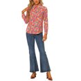 thumbnail image 2 of INSPIRE CHIC Chemise Boutonnée pour Femme à Petites Fleurs à Manches Longues Col en Pointe Haut de Bureau TP Orange, 2 of 6