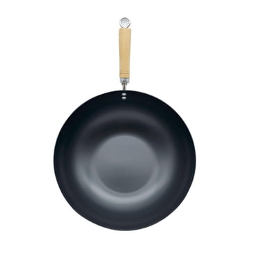 Starfrit Wok en Acier Carbone 32 cm (12.5"), Revêtement Antiadhésif, Compatible Induction, Manche Résistant à la Chaleur, Surface Durable Facile à Nettoye