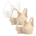 thumbnail image 1 of Yuyuzo 3PC Plus Size Front Closures Bras for Women Back Support Full Coverage Bras Wireless Push up Everyday Bras, 1 of 4