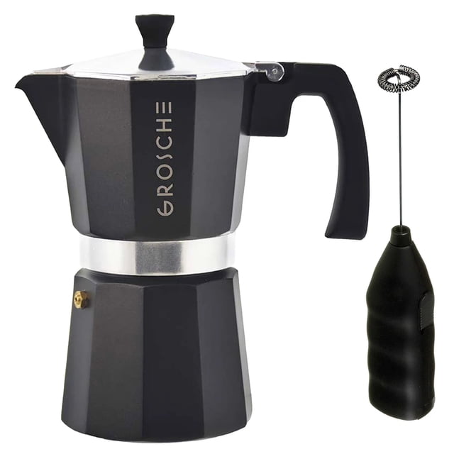 Grosche Milano 6-cup Espresso Maker with Frother, Black