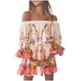thumbnail image 1 of Ketyyh-chn99 Robe T-Shirt 2024 Robe Évasée à Fleurs Robe Bohème à Fleurs pour Femme Portefeuille Col en V Manches Courtes Ceinturée Ourlet à Volants Ligne A Fluide Robes Maxi Rose,2TG, 1 of 5