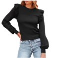 thumbnail image 1 of MESSUEN Chandail à Col Rond pour Femmes Hauts à Volants pour Femmes Chandails à Enfiler Femmes Hauts et Chemisiers pour Dames Hauts d'Été pour Dames Chandails pour Femmes T-Shirts pour Femmes Noir m, 1 of 5
