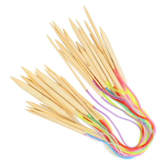 Double End Tube , Bamboo Knitting Set Tube Connection Double-Pointed Knitting Needle 18Pcs For Cushions For Sweaters For Scarves 40cm,60cm,80cm,100cm,120cm