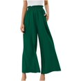 thumbnail image 1 of Womens Linen Wide Leg Pants Elastic Waisted Baggy Loose Beach Trousers with Pockets, 1 of 7