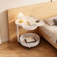 thumbnail image 4 of White Modern Rolling Side Table Mobile End Table With Wheels 2-Tier Nesting Table For Living Room Bedroom Portable C-Shaped Frame Locking Casters Pp Top Iron Frame Dimensions Not Provided, 4 of 7