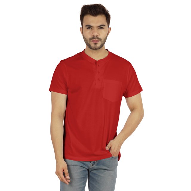 Inkmeso Solid Henley T-Shirt For Mens Cotton Short Sleeve Tee Shirts Pocket Shirt