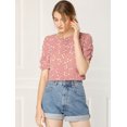 thumbnail image 2 of INSPIRE CHIC Haut Floral Élégant pour Femme à Manches Courtes Froncées, Coupe Régulière, 2 of 6