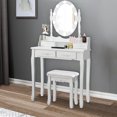 thumbnail image 4 of Patiojoy Make-Up Vanity Table Dresser Set w/LED Light, White, 4 of 9