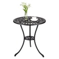 thumbnail image 1 of Yiwa 60cm Round Garden Side Table, Cast Aluminum Outdoor Coffee Table with Vintage Floral Pattern, All-Weather Small Patio Bistro Dining Table for Balcony, Poolside, and Backyard, 1 of 9