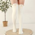 thumbnail image 1 of Chaussettes de Sol Chaudes pour Femmes en Molleton Corail Épaissi à Rayures Dessin Animé 2 Pcs Bas Bas Bas de compression Blanc, 1 of 3