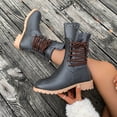 thumbnail image 2 of LOVZFMLL Bottes pour Femmes Mi-Mollet Bottes d'Hiver à Lacets Bout Rond Sangles Ajustables Talon Bas Épais Décontractées Mode Automne Chaussures, 2 of 7
