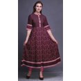 thumbnail image 2 of Bimba Kurtis Indiennes Rouges à Blocs Floraux pour Femmes, Kurti Anarkali Imprimée en Ligne A, Robe Ethnique Décontractée - Très Petit, 2 of 5