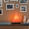 thumbnail image 1 of Lampe Pyramide Rose Artisanale Himalayenne en Sel, Lumière à Lueur Ambre avec Ampoule, Idée-Cadeau Unique par Apex Global, 1 of 5