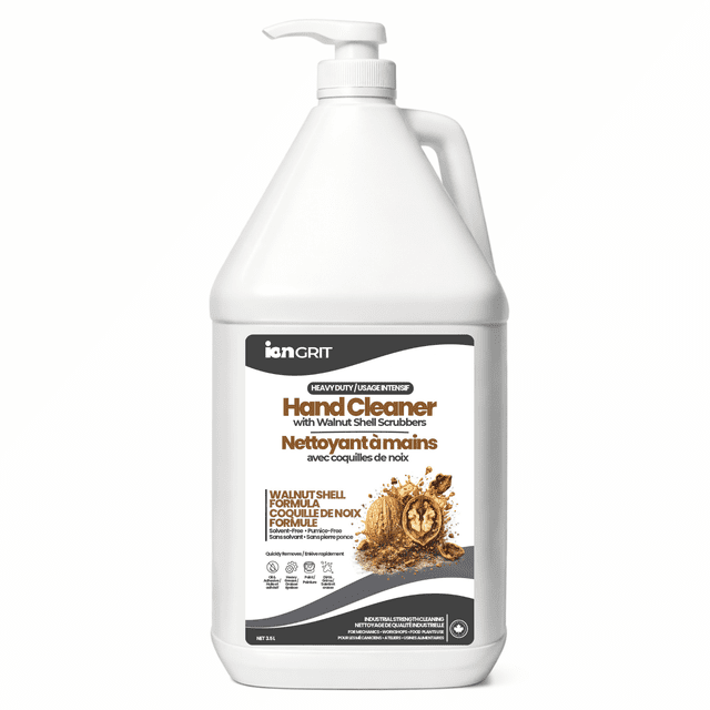 ION Grit Heavy Duty Hand Cleaner with Walnut Shell Scrubbers – Removes Grease, Paint & Grime, Biodegradable, Solvent Free, Industrial Grade, Perfect for Mechanics & Workshops - 3.5 L Made in Canada