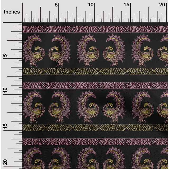 oneOone Polyester Lycra Fabric Peacock Block Print Fabric By Yard 56 Inch Wide