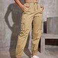 thumbnail image 2 of Timegard Joggers for Women Elastic High Waisted Drawstring Hiking Outdoor Workout Cargo Pants with Pockets, 2 of 5
