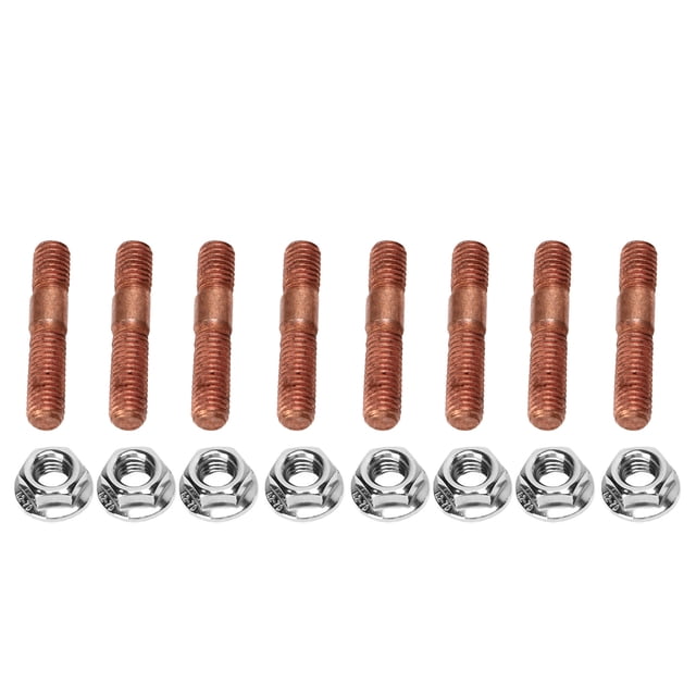 Exhaust Manifold Bolt Set, 8 Pcs M8 1.25 Threaded Turbo Studs Kit Metal Alloy High Pressure Resistant for Car