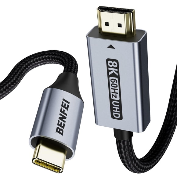 BENFEI USB C to HDMI 2.1 Cable (8K@60Hz, 4K@240Hz, 6ft, Aluminum Shell, Nylon Braided) Compatible with iPhone 15/16 Pro/Max, MacBook Pro/Air 2023, iPad Pro, Surface Book 2 More