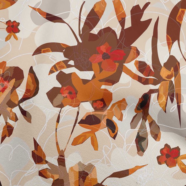oneOone Cotton Cambric Orange Fabric Abstract Ink Texture Fabric For Sewing Printed Craft Fabric By The Yard 42 Inch Wide