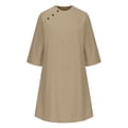 thumbnail image 3 of Robe Longue à Boutons pour Femmes, Été, Mode Décontractée, Couleur Unie, Manches Mi-Longues, Coton et Lin, 3 of 6