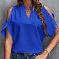 thumbnail image 2 of FAIWAD Summer Tops for Women Off The Shoulder V Neck Shirts Solid Color Going Out Blouses, 2 of 3