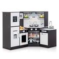 thumbnail image 1 of Gymax Kids Corner Kitchen Playset Wooden Pretend Play Toy with Microwave Coffee, 1 of 10