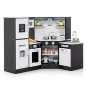 Gymax Kids Corner Kitchen Playset Wooden Pretend Play Toy with Microwave Coffee
