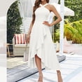 thumbnail image 3 of Robes de Cocktail Formelles pour Femmes Été Ourlet à Volants Invitée de Mariage Robes de Soirée Col Croisé Licou Asymétrique Robe de Fête Blanche, G, 3 of 7