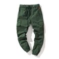 thumbnail image 3 of MAWCLOS Mens Cargo Pants Elastic Waist Trousers Solid Color Jogger Pant Fitted Hiking Drawstring Bottoms Green 3XL, 3 of 3