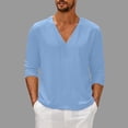 thumbnail image 2 of GigrtiJin Mens Long Sleeve T-Shirt Casual Fall V Neck Solid Color Tops Blouses Plus Size Basic Pullover Undershirt, 2 of 6