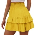 thumbnail image 3 of Timegard Wide Leg Shorts for Women Elastic Waisted Smocked Ruffle Bottom Flowy Lounge Shorts Beach Wear, 3 of 5